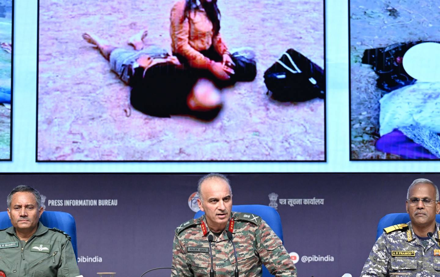 Senior officers from the Indian Army, Navy, and Air Force address the nation, revealing details of Operation Sindoor during a press conference on May 11.